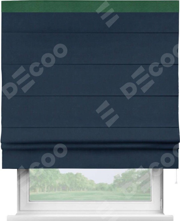 Римская штора «Кортин» с кантом Кинг, для проема, ткань вельвет темно-синий