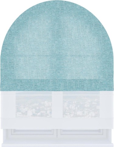 Римская штора «Кортин» день-ночь для арочного проёма, ткань лён кашемир голубой