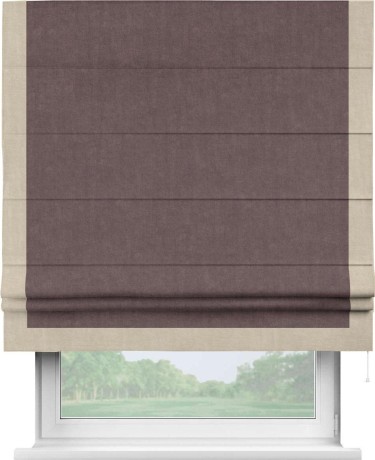 Римская штора «Кортин» для проема, канвас махагон, с кантом Виктория