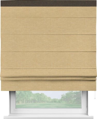 Римская штора «Кортин» с кантом Кинг, для проема, ткань лён темно-бежевый