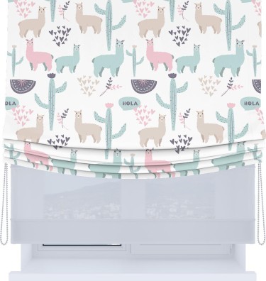 Римская штора «Кортин», день-ночь с мягкими складками, «Милый лама»