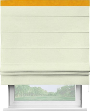 Римская штора «Кортин» с кантом Кинг, для проема, ткань вельвет молочный