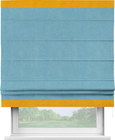 Римская штора «Кортин» с кантом Горизонт, для проема, ткань вельвет ментоловый