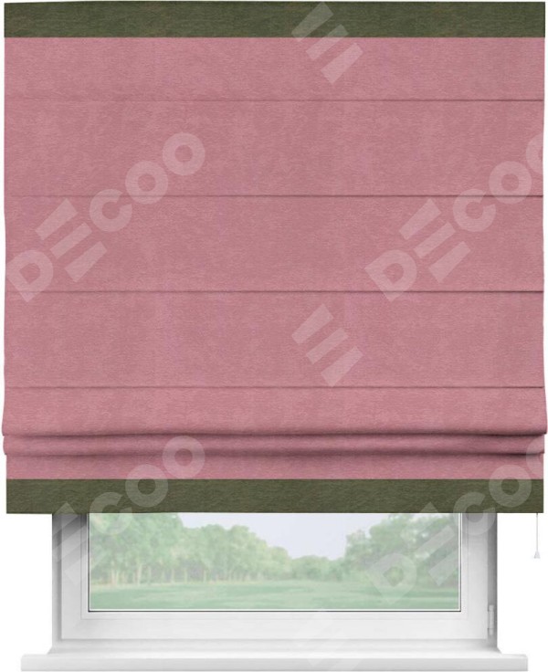 Римская штора «Кортин» с кантом Горизонт, для проема, ткань софт однотонный розовый