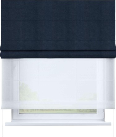Римская штора «Кортин» день-ночь, ткань софт однотонный тёмно-синий